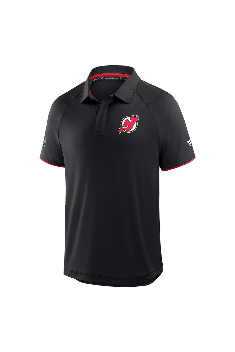 Men's Fanatics Black New Jersey Devils Authentic Pro Rink Raglan Polo, Alternate, color, Black