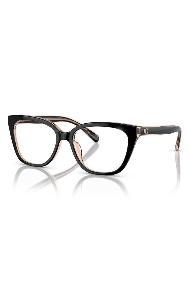 COACH 54mm Square Optical Glasses, Alternate, color, Black / Blush / Demo