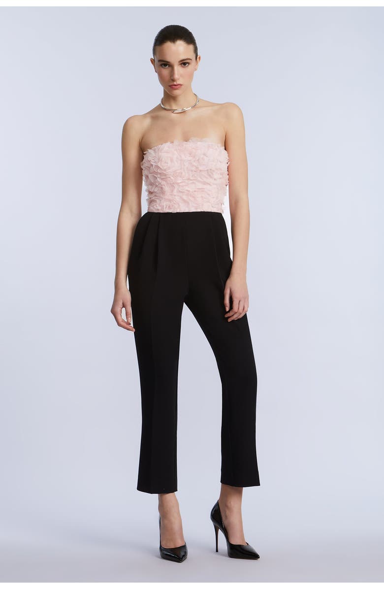 BCBGMAXAZRIA 3D Floral Jumpsuit, Main, color, Light Pink & Black Combo