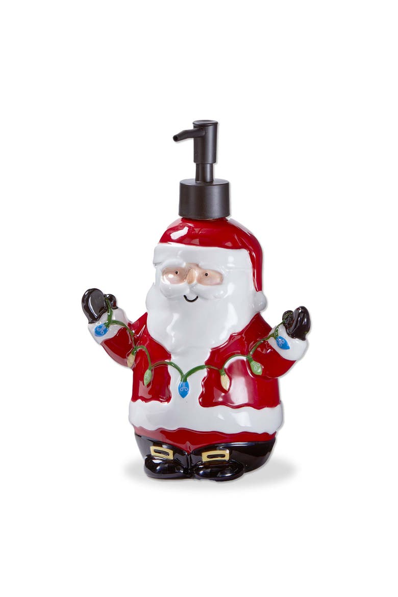 Red Santa Soap Pump Dispenser for Holiday Hand Washing, Main, color, Red