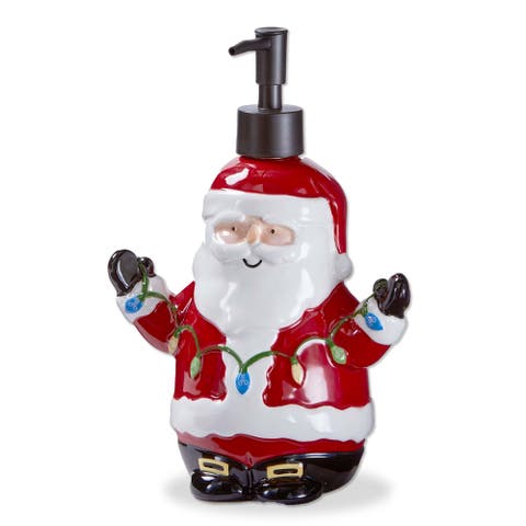 Red Santa Soap Pump Dispenser for Holiday Hand Washing