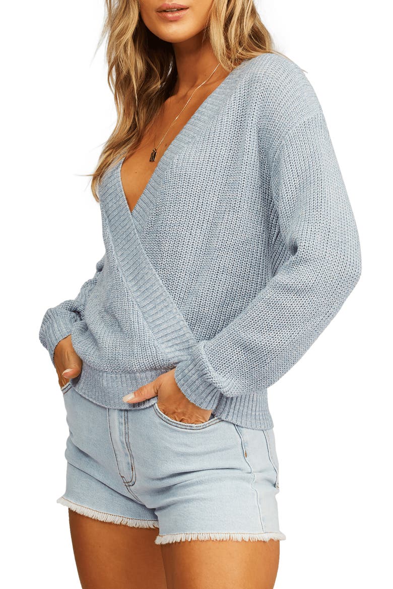 Bring It Faux Wrap Sweater, Alternate, color, BLUE STREAM