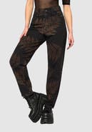 Disturbia Ruin Fern Printed Barrel Leg Denim Jeans