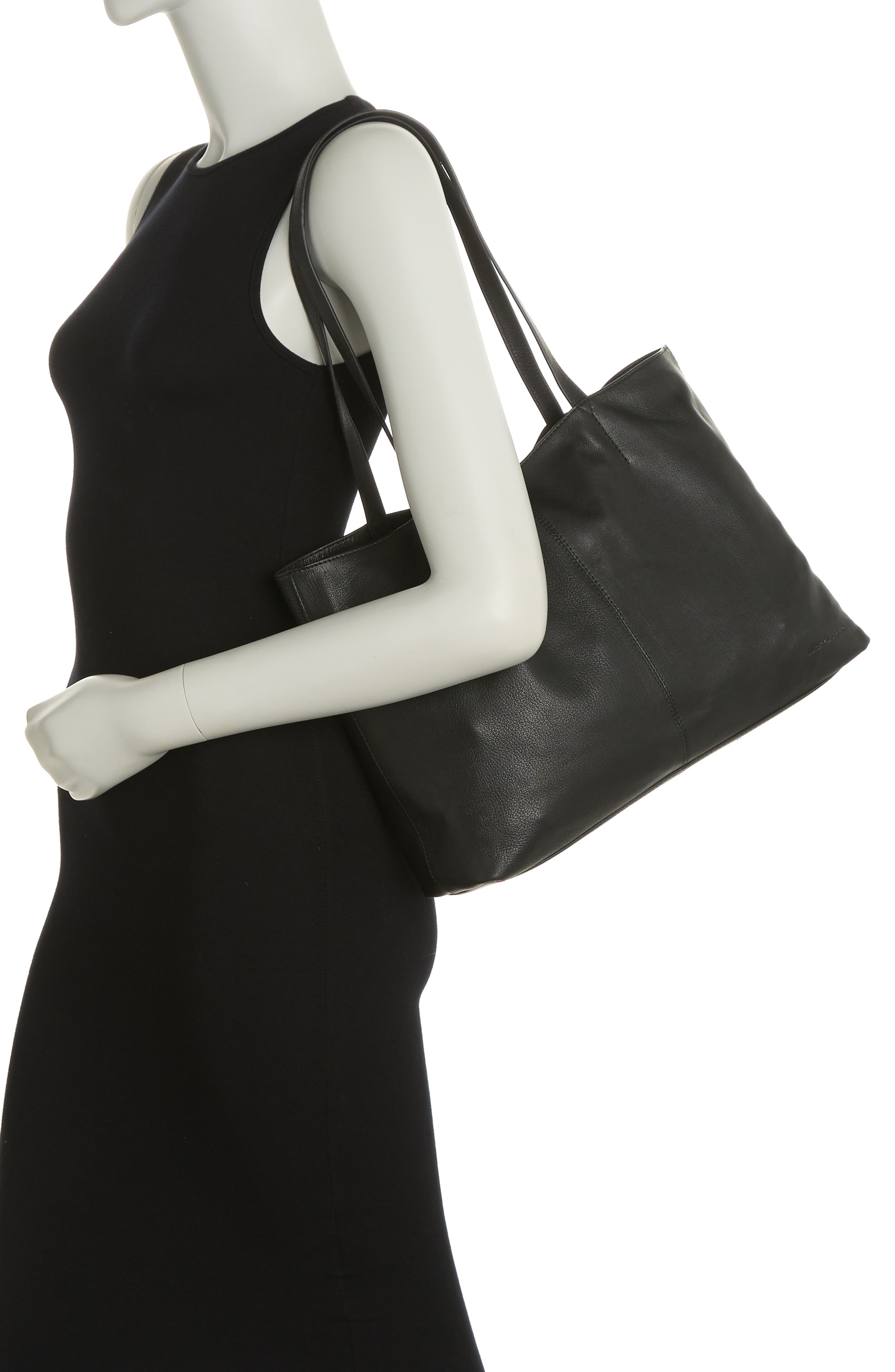 Mora Leather Tote, Alternate, color, BLACK