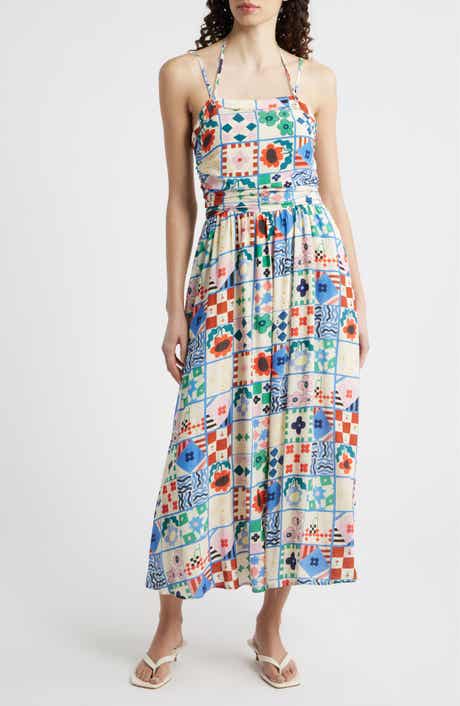 Hippuris Print Sleeveless Maxi Dress