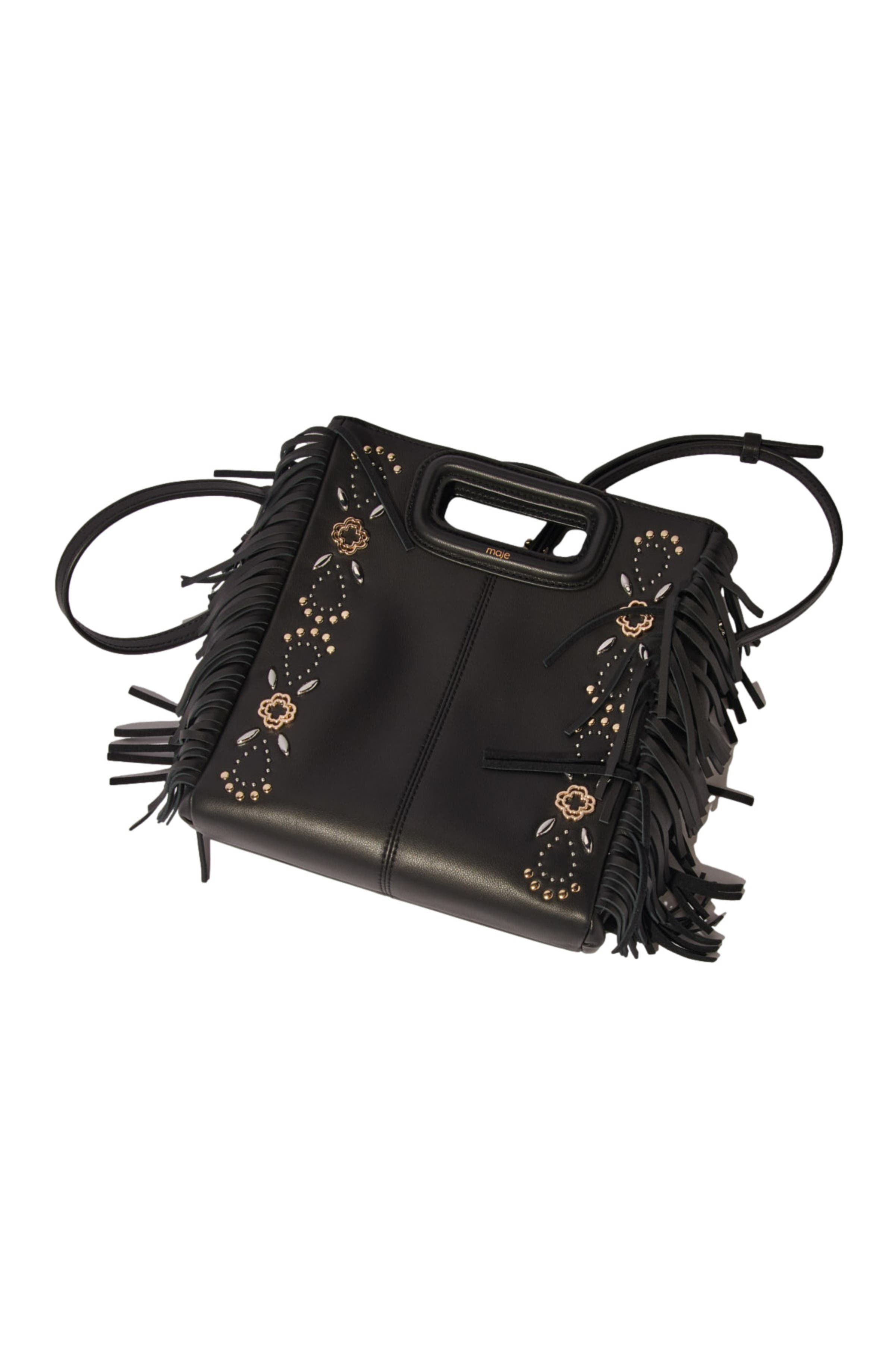 maje Studded leather M bag, Alternate, color, 