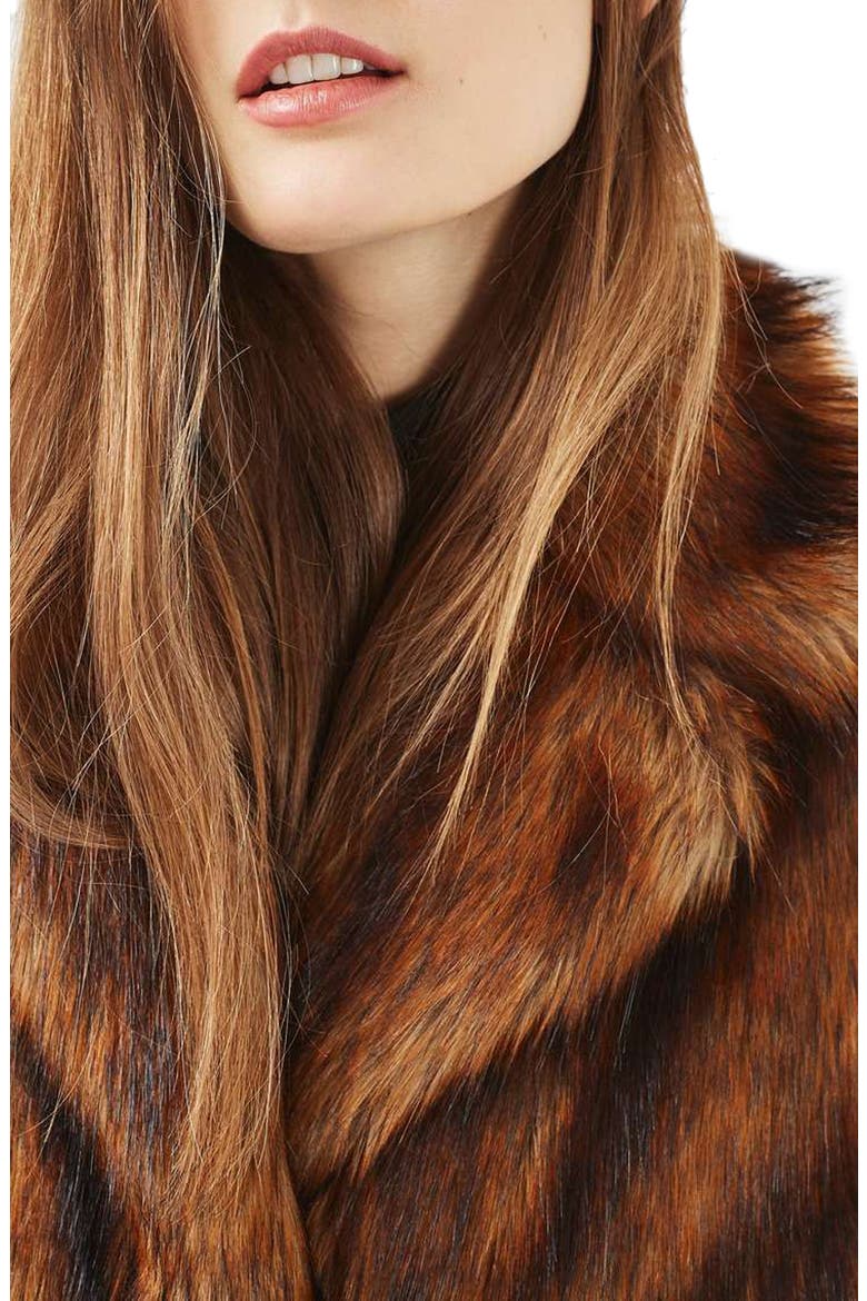 Faux Fur Vest, Alternate, color, BROWN