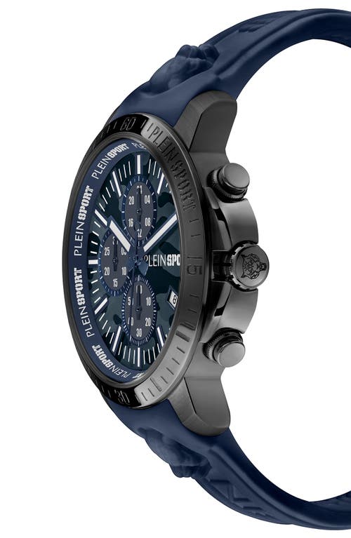 Philipp Plein Sport Camo Dial Three-hand Quartz Silicone Strap Watch, 43mm In Blue