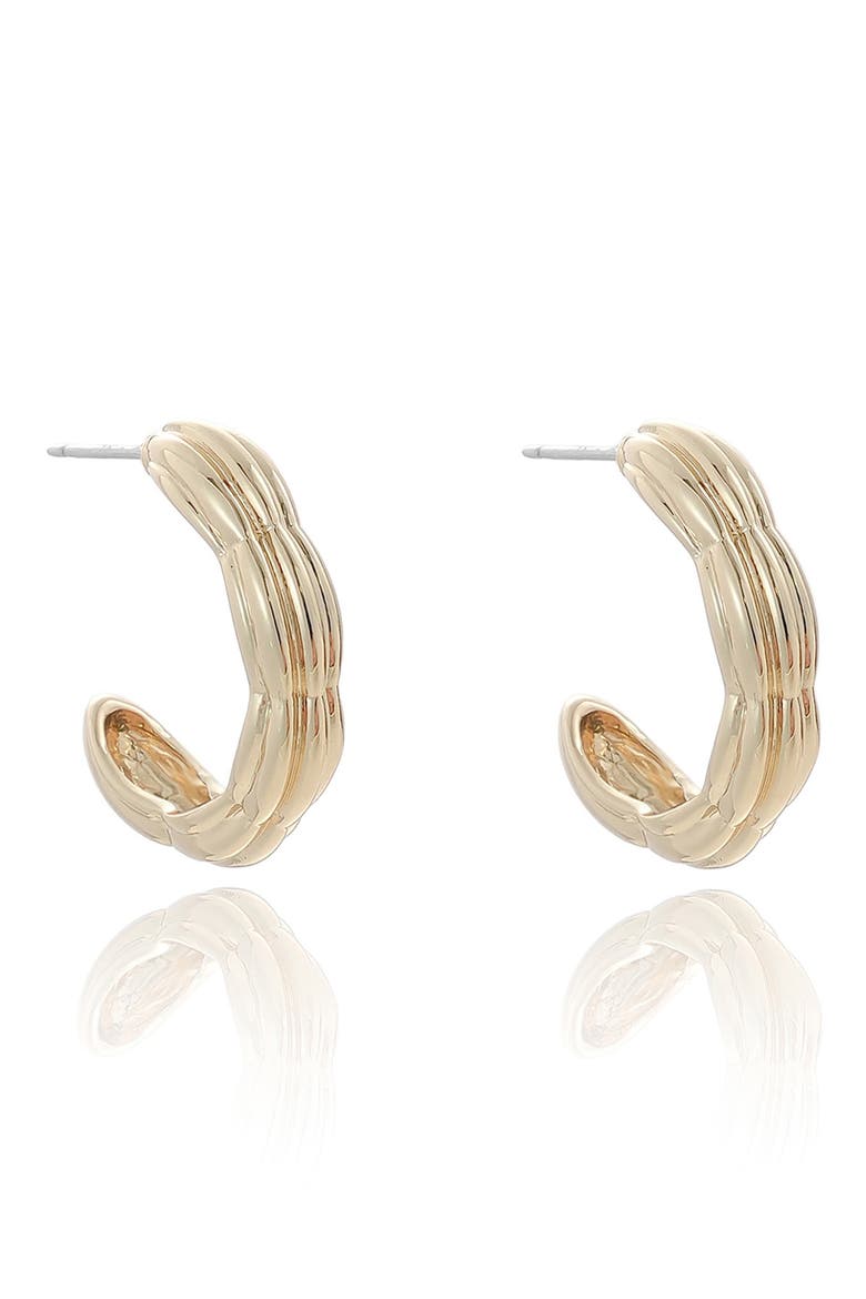 Ridge Hoop Earrings, Alternate, color, GOLD