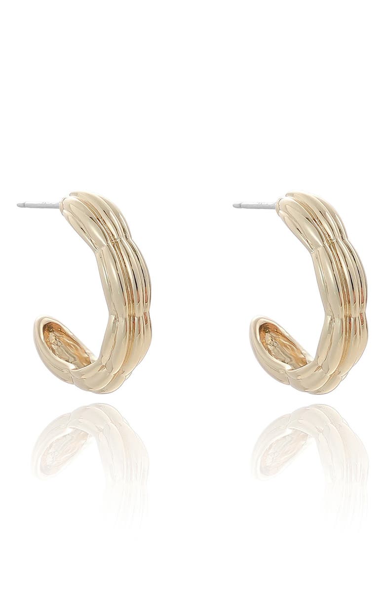 Ettika Ridge Hoop Earrings, Alternate, color, Gold