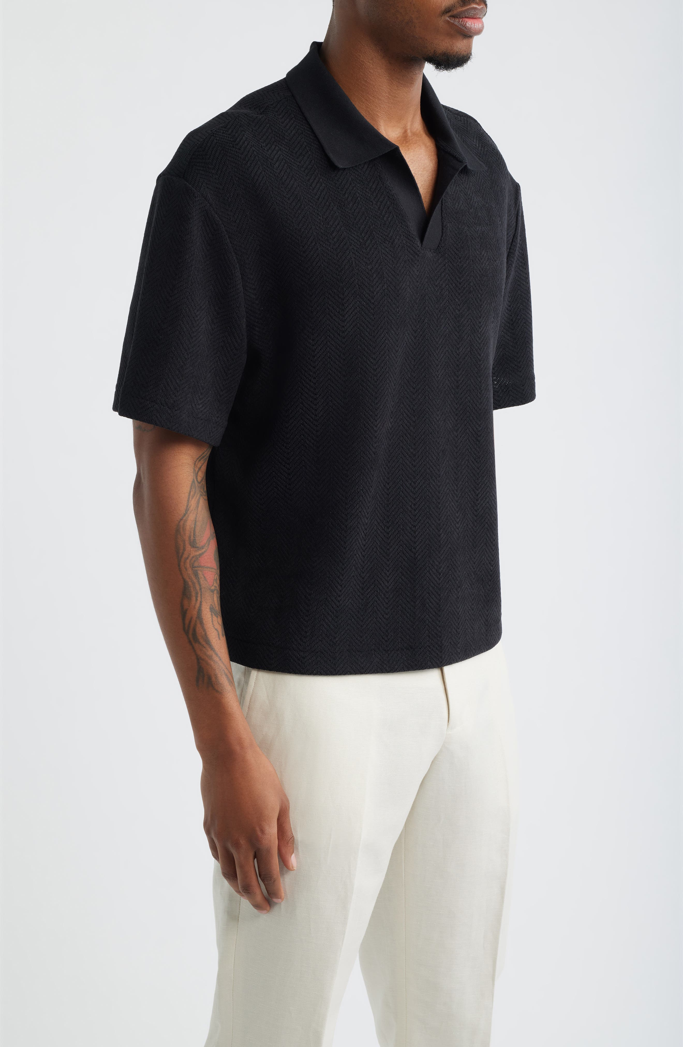 Мужские Open Edit Knit Johnny Collar Polo — фото 3