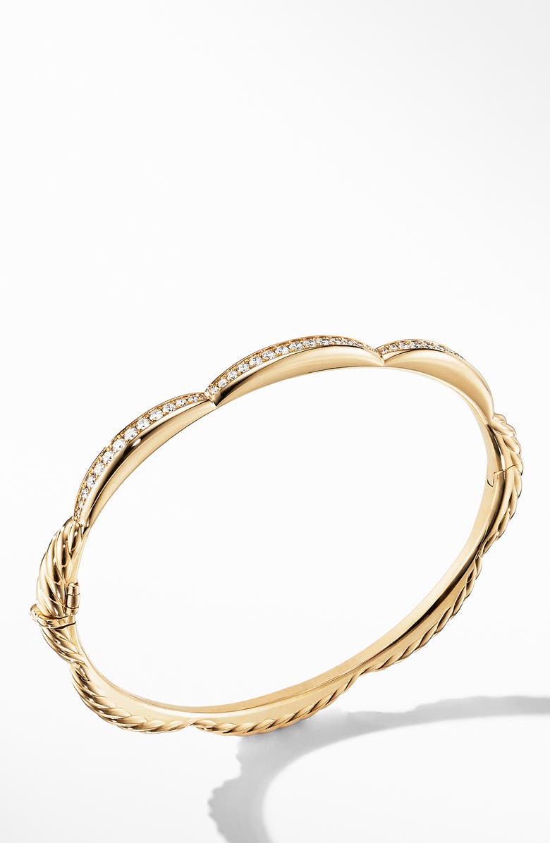 David Yurman Tides Three Station Bracelet in 18K Yellow Gold with Diamonds, Main, color, 