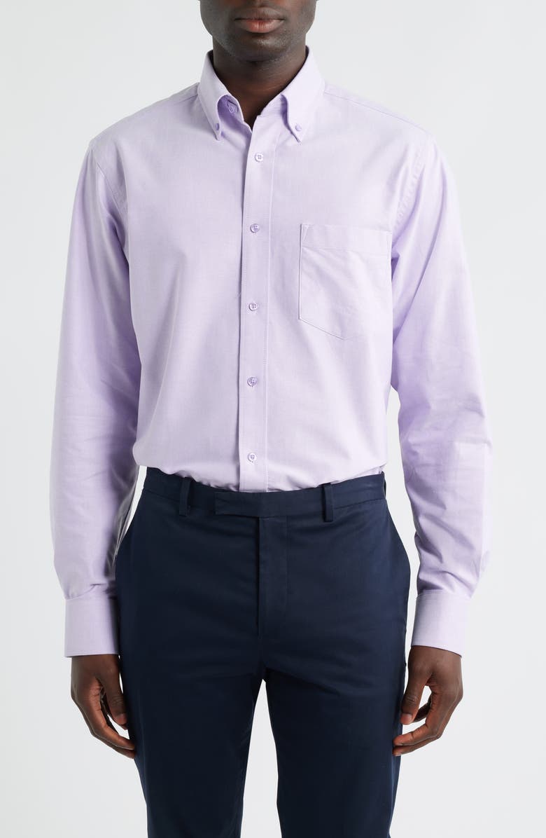 Roffe Accessories Eagle Regular Fit Solid Cotton Button-Down Oxford Shirt, Main, color, Lilac