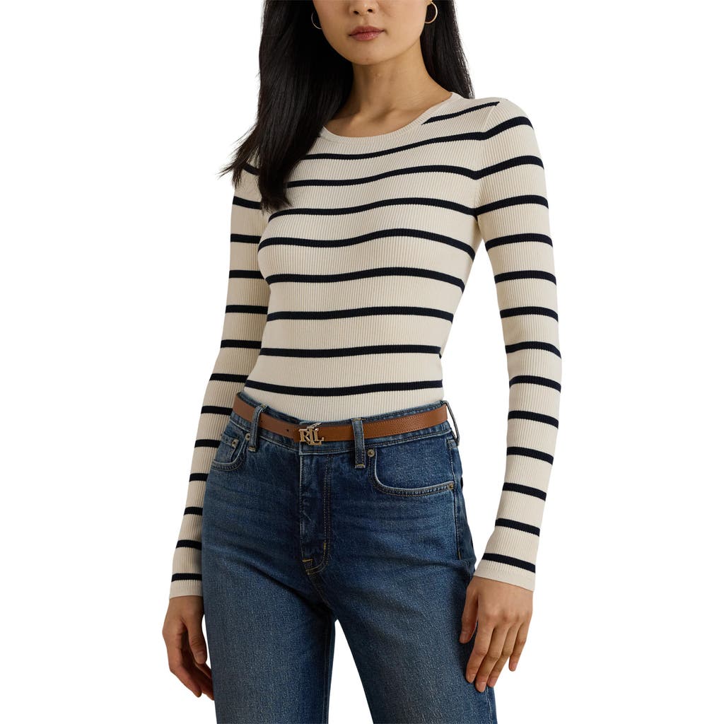 Ralph Lauren Lauren Brendis Cotton Blend Rib Top In White
