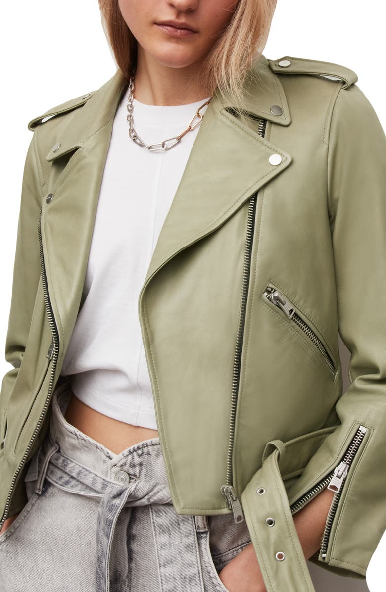 AllSaints Balfern Leather Biker Jacket, Alternate, color,