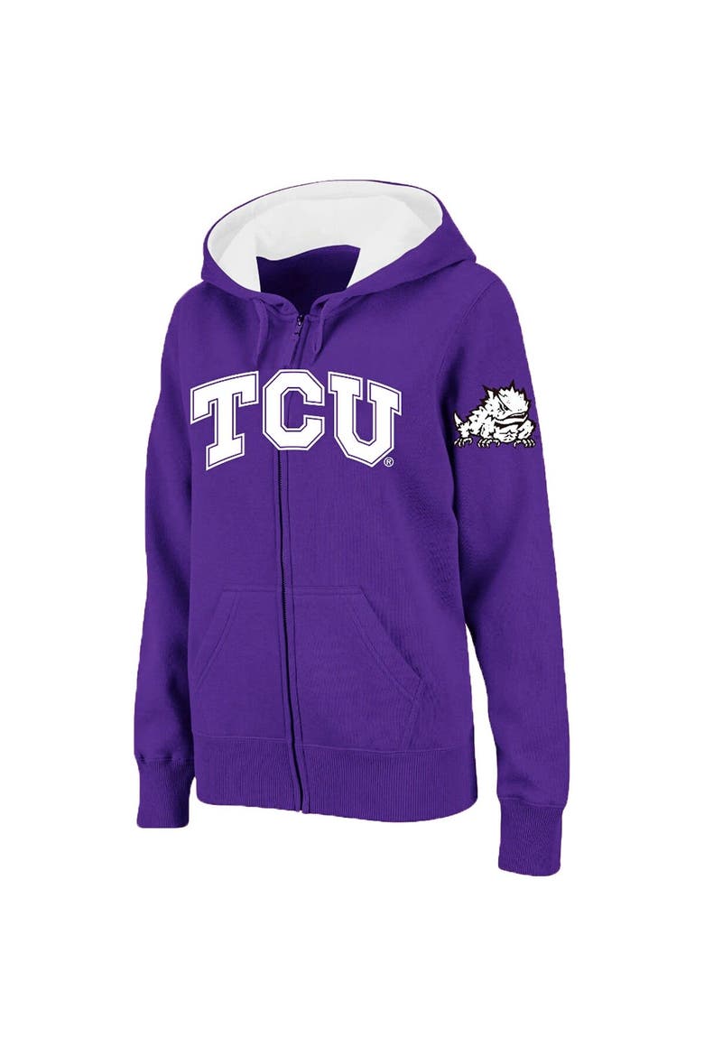 Women's Stadium Athletic Purple TCU Horned Frogs Arched Name Full-Zip Hoodie, Main, color, Purple