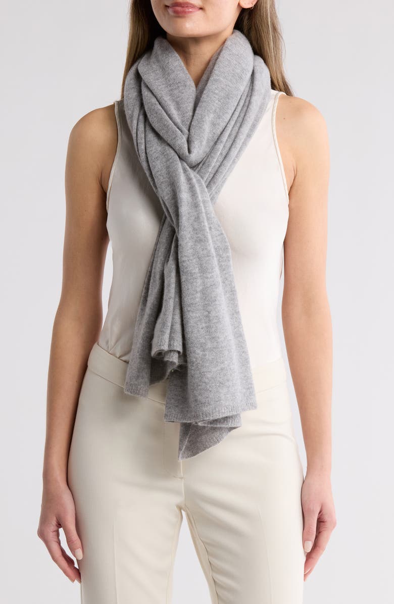 La Fiorentina Cashmere & Wool Blend Wrap, Main, color, Grey