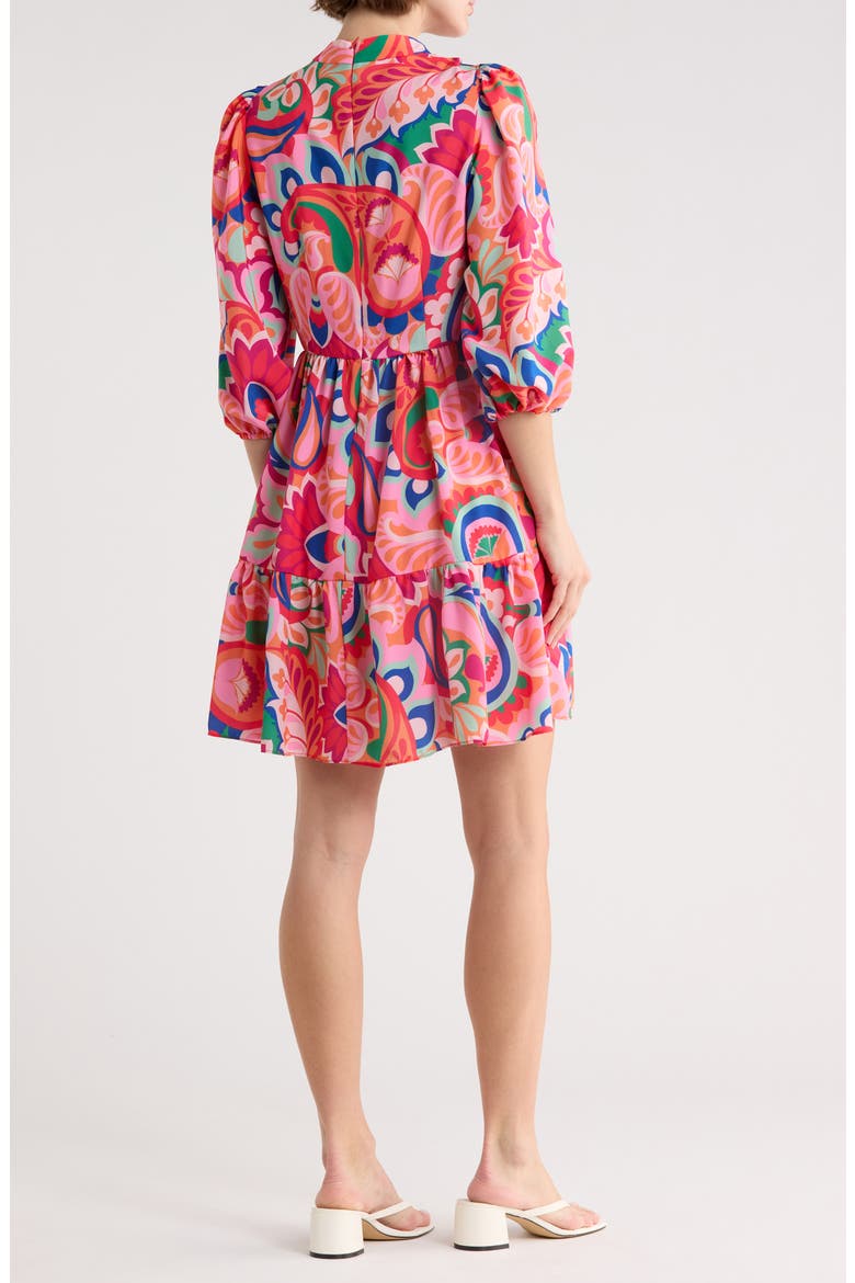 Balloon Sleeve Tiered Shift Dress, Alternate, color, PINK MULTI