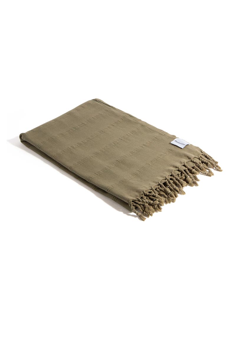 Stonewashed Organic Cotton Turkish Towel, Alternate, color, Khaki Green
