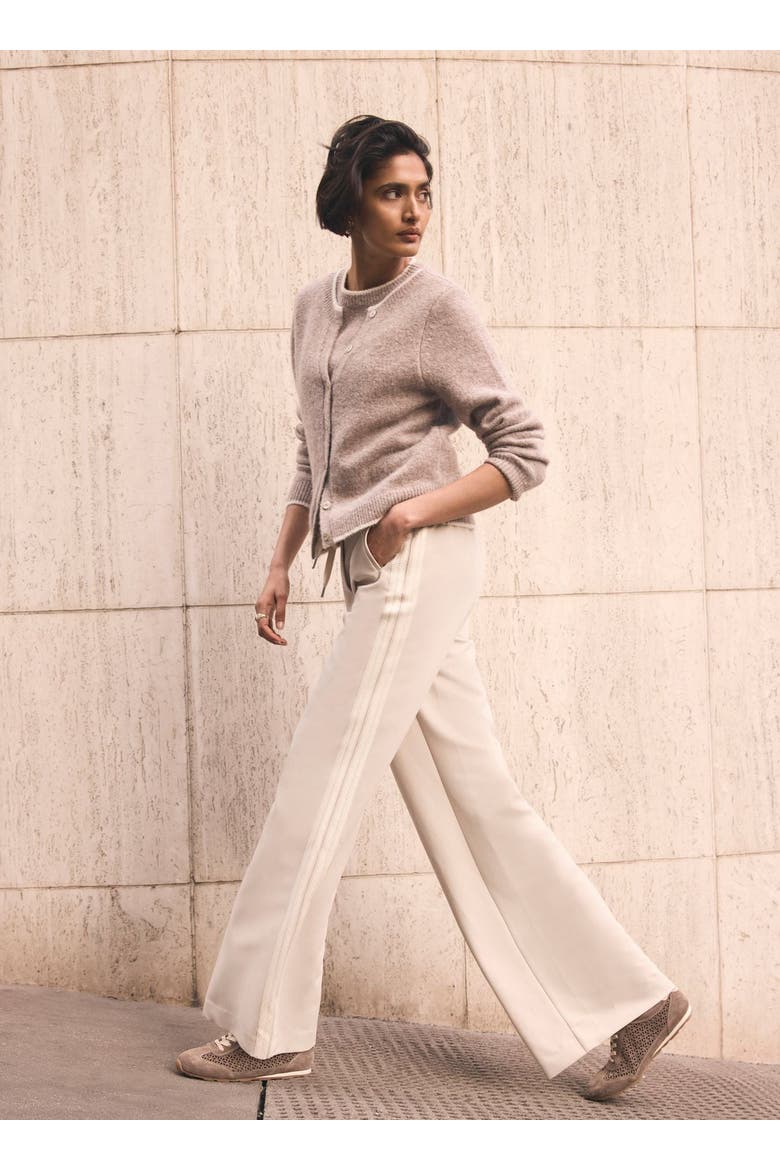 Crochet Side Stripe Wide Joggers, Alternate, color, Neutral