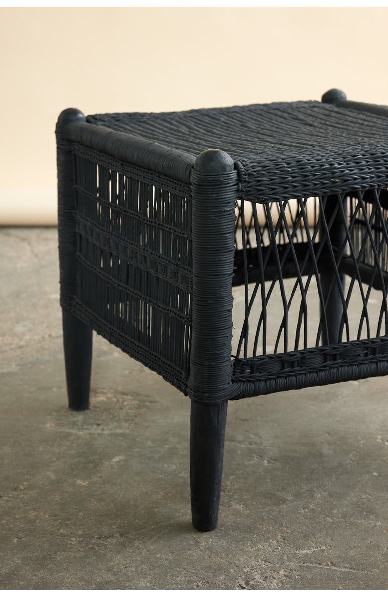 kanju Interiors Malawi Cane Stool, Alternate, color, Black