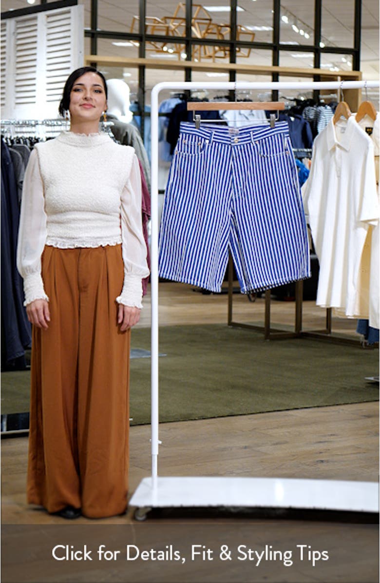 Stripe Wide Leg Denim Shorts, sales video thumbnail