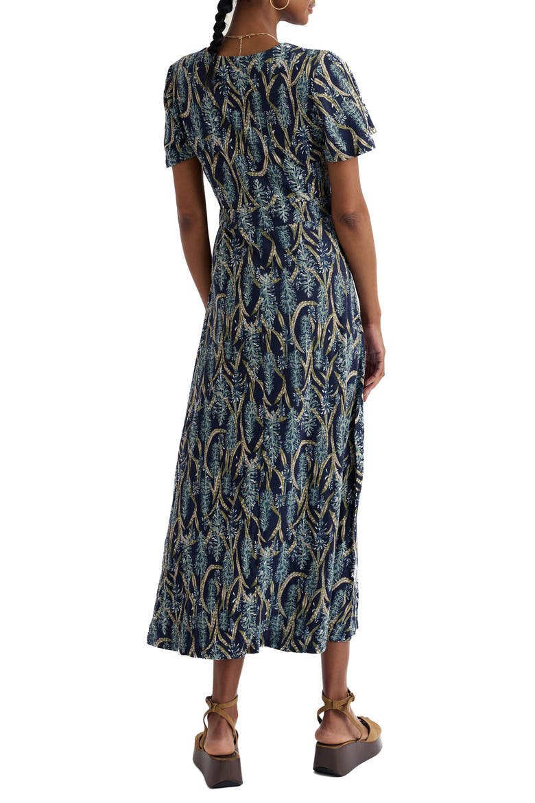 Chateaux Floral Organic Cotton Midi Dress, Alternate, color, RED HOT POKER MARITIME