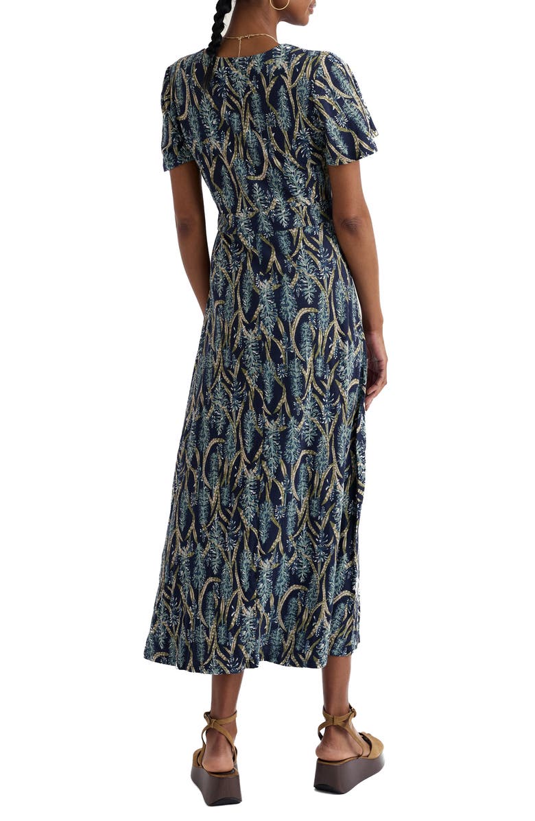 Seasalt Cornwall Chateaux Floral Organic Cotton Midi Dress, Alternate, color, Red Hot Poker Maritime