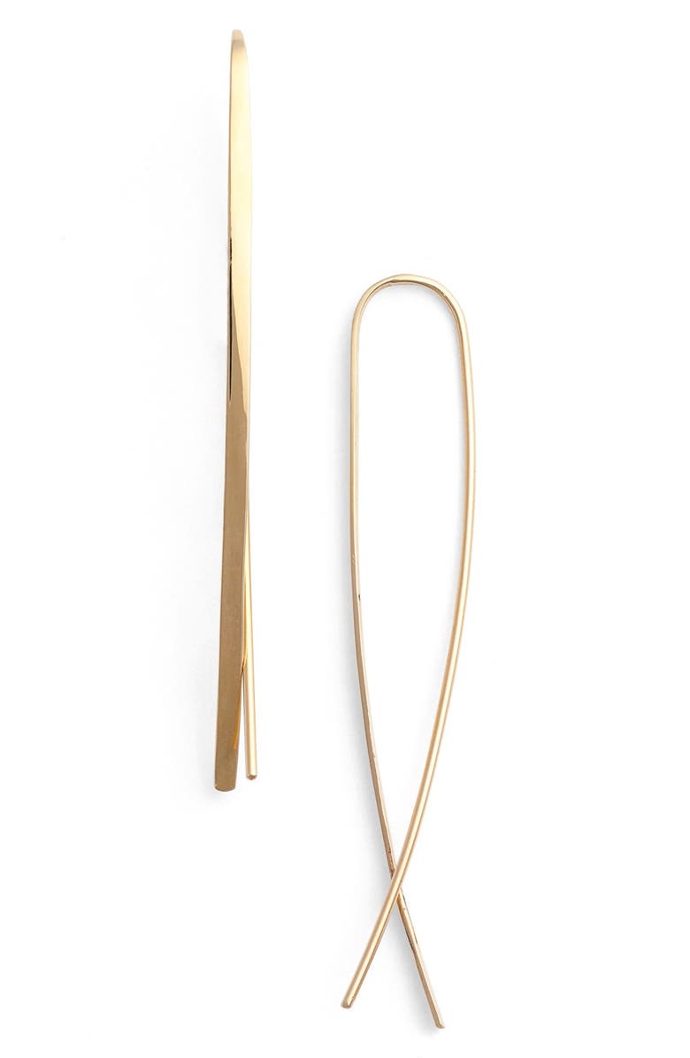 LANA Mini Narrow Flat Upside Down Hoop Earrings, Main, color, 