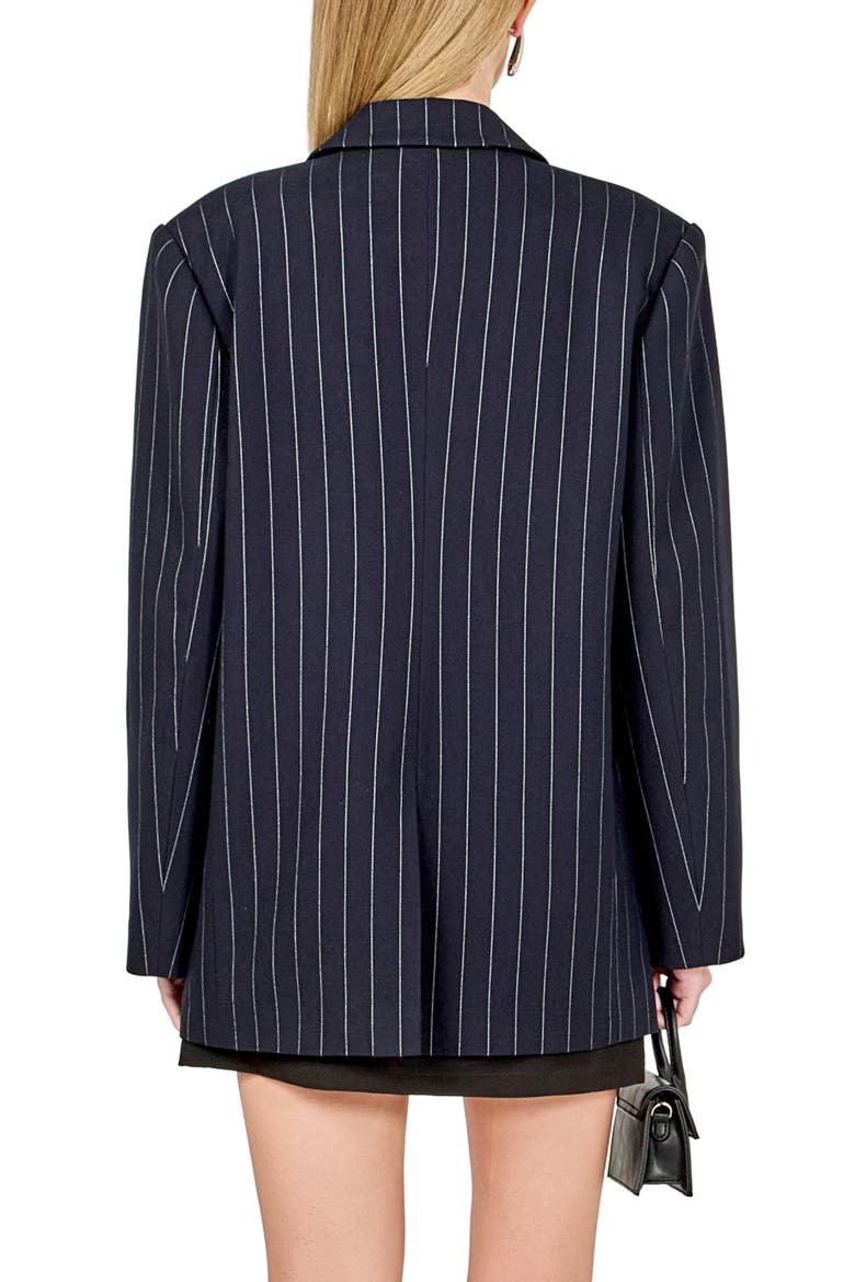 Oversize Pinstripe Blazer, Alternate, color, NAVY