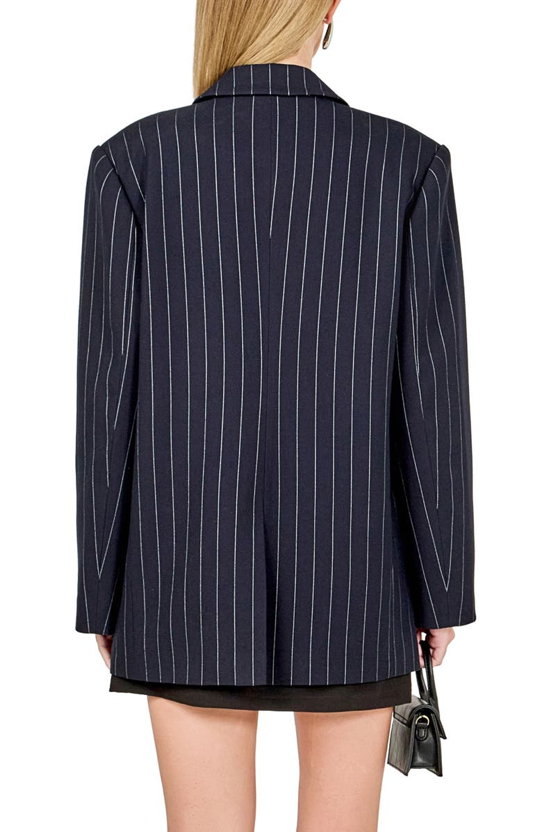 Endless Rose Oversize Pinstripe Blazer, Alternate, color, Navy