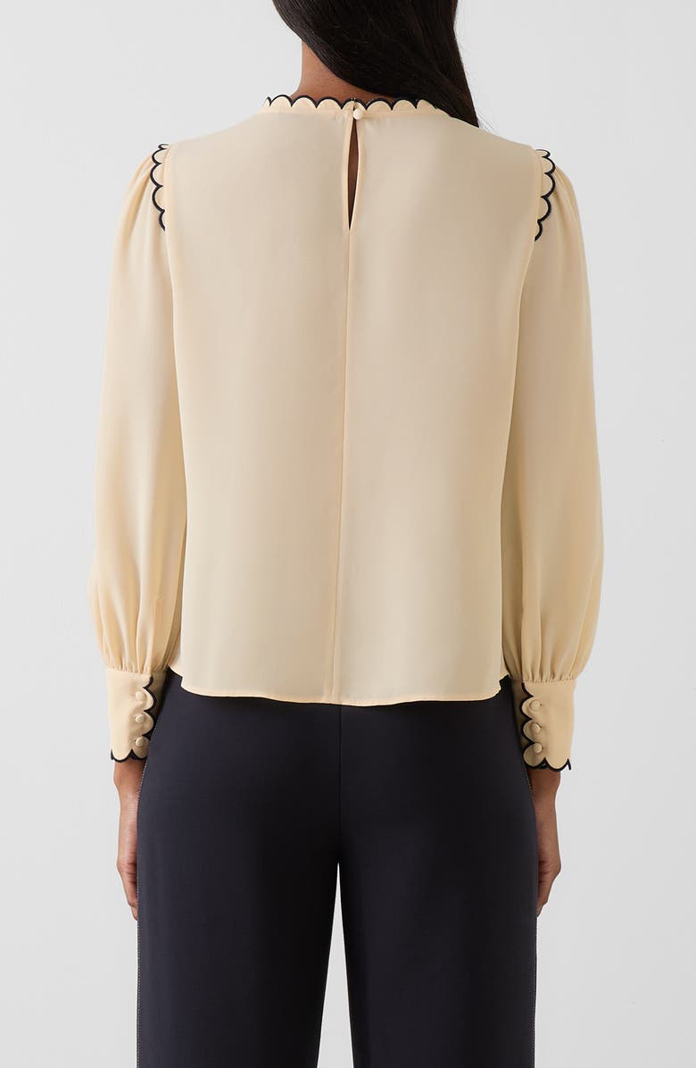 LK Bennett Jenny Scallop Top, Alternate, color, Ivory