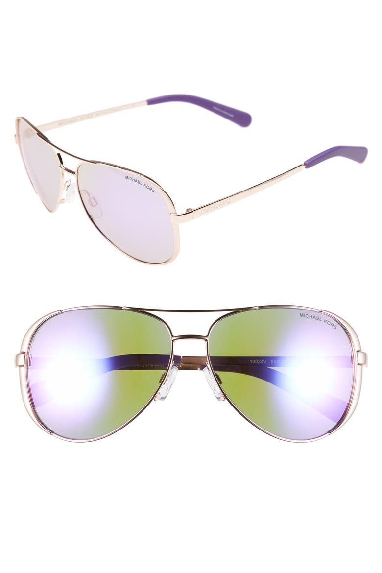 Collection 59mm Aviator Sunglasses, Main, color, PURPLE