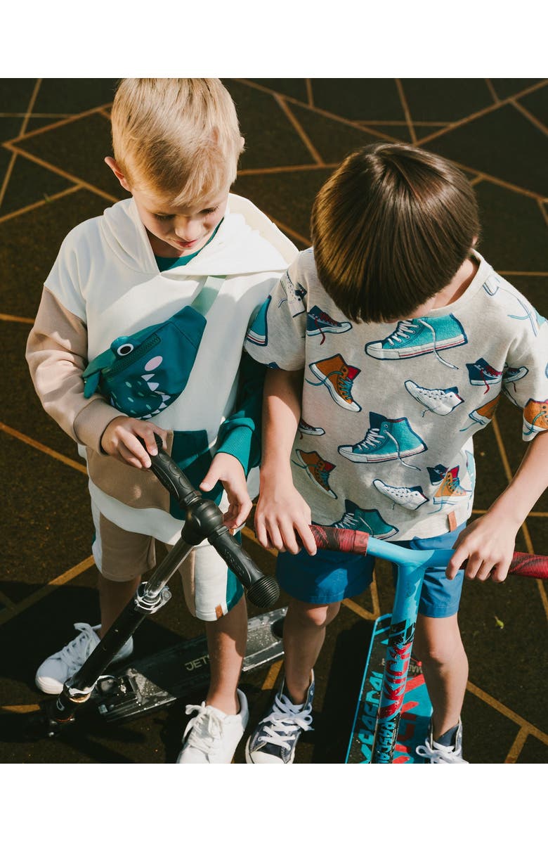 Deux par Deux Organic Cotton Jersey Shoes T-Shirt, Alternate, color, Grey Mix Printed Shoes