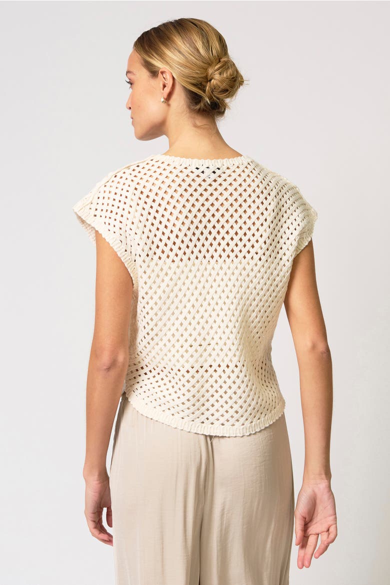 Ember Machine Crochet Top, Alternate, color, WHITE