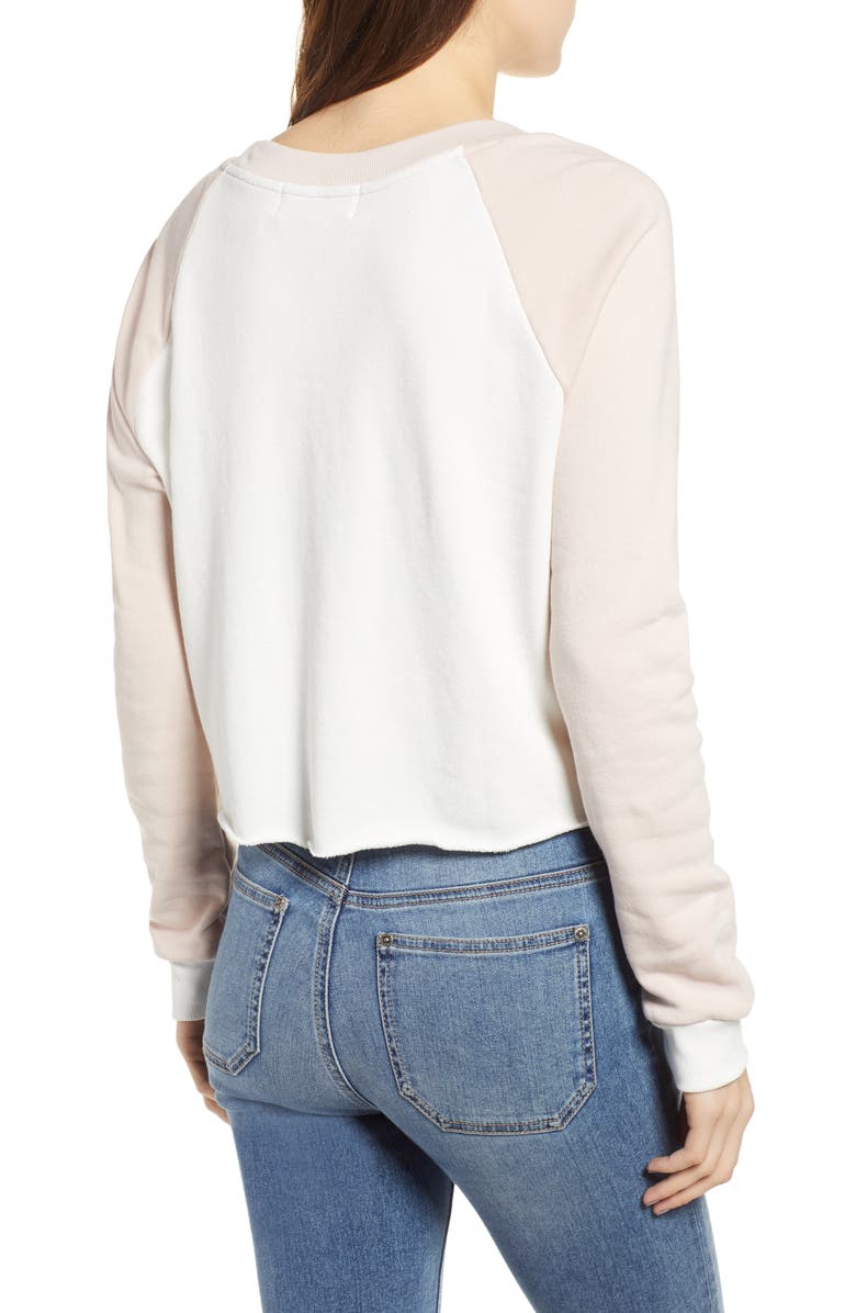 Wildfox Beach House Mellow Stripe Crop Cotton Sweatshirt, Alternate, color, 