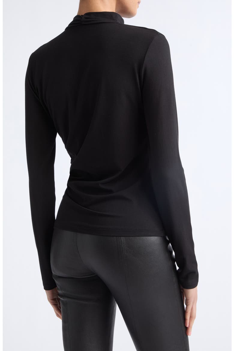 Side Drape Funnel Neck Top, Alternate, color, BLACK