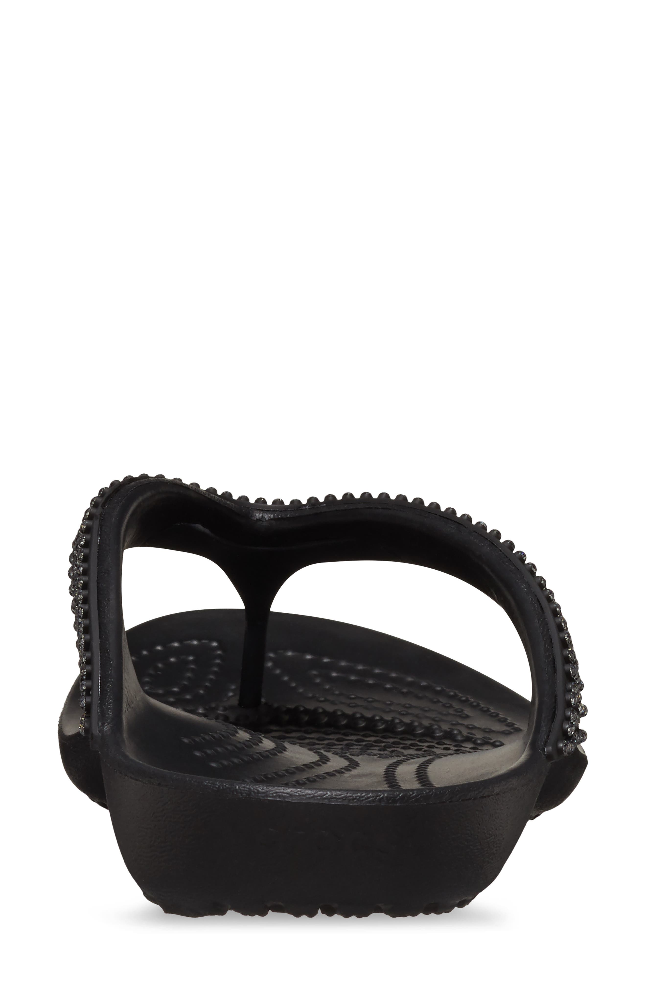 CROCS Kadee II Rhinestone Flip Flop Sandal, Alternate, color, Black