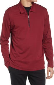 Bugatchi Long Sleeve Cotton Zip Polo