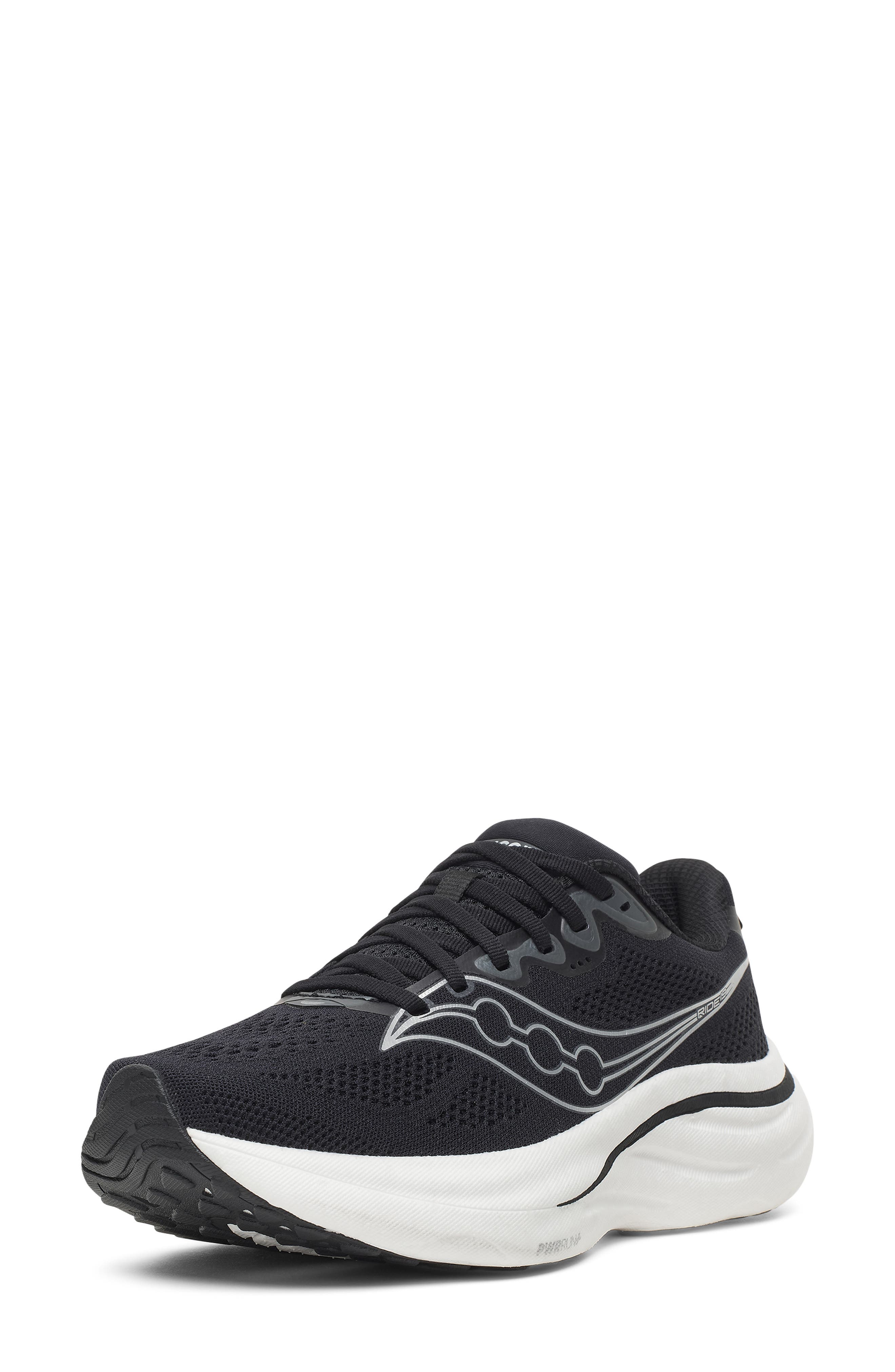 Saucony Ride 19 Sneaker, Alternate, color, Black/ Silver