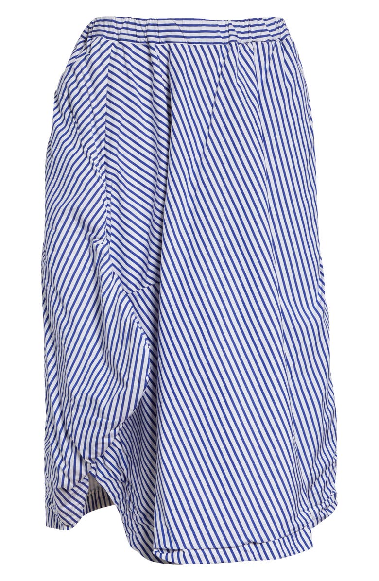 Comme des Garçons Comme des Garçons Stripe Asymmetric Cotton Midi Skirt, Main, color, White/ Blue