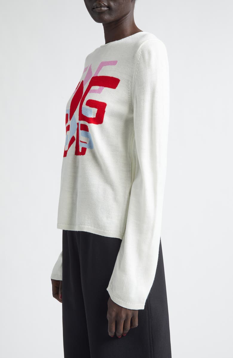 Comme des Garçons Girl x Brett Westfall Logo Intarsia Crewneck Sweater, Alternate, color, White