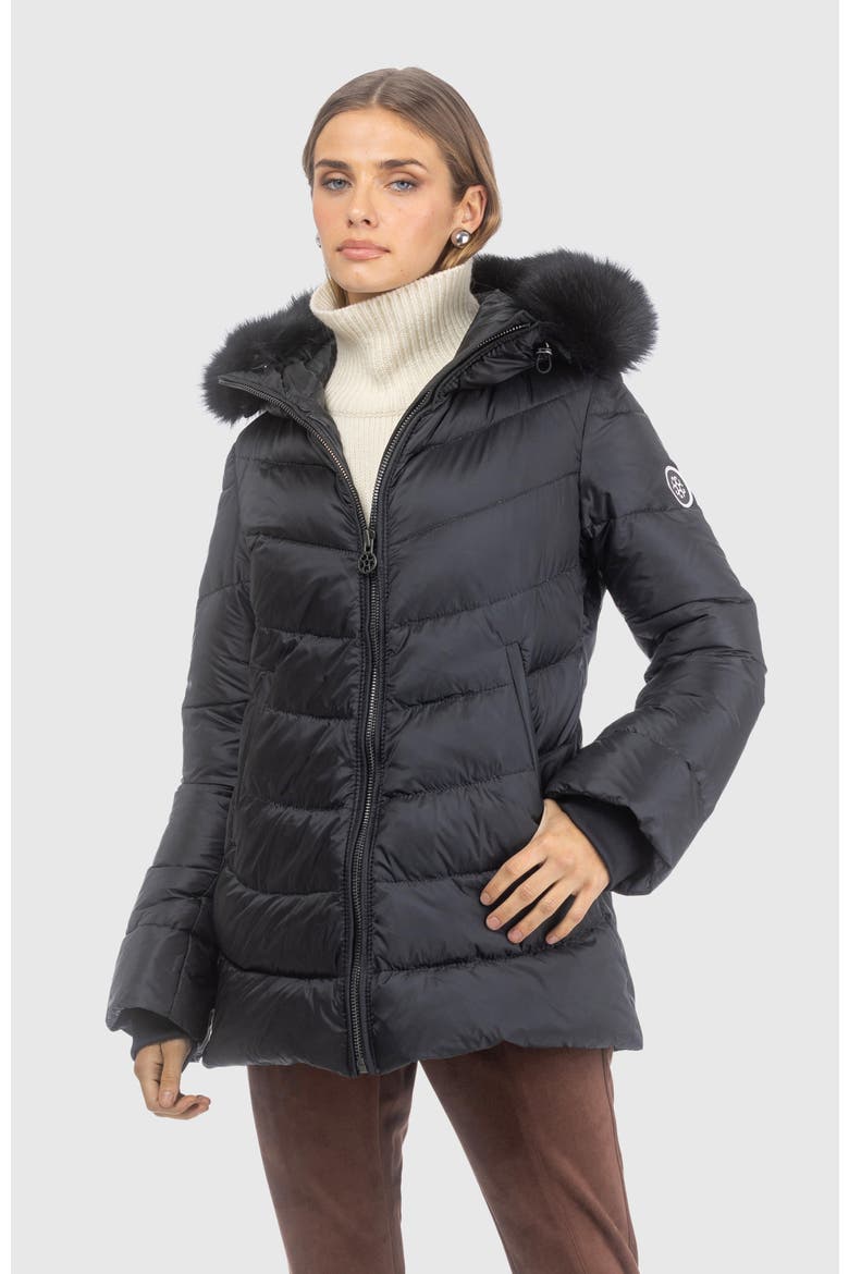 Apres-Ski Jacket With Detachable Hood Trim, Main, color, BLACK/BLACK