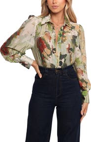 Petal 
Pup Allise Floral Print Cotton Blend Button-Up Shirt