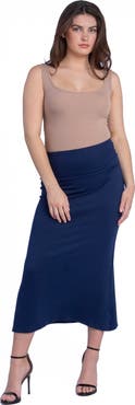 24seven Comfort Apparel Comfortable Foldover Maxi Skirt