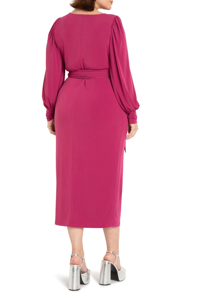 Cross Front Long Sleeve Dress, Alternate, color, BOYSENBERRY