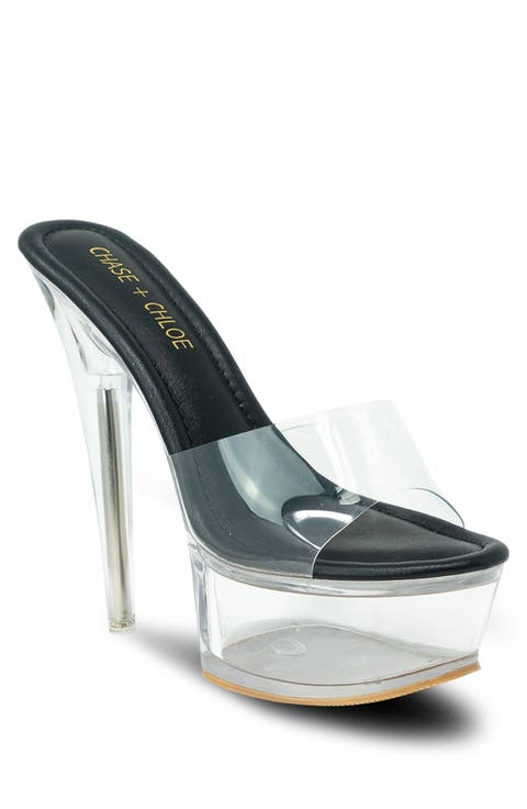 Chase & Chloe Clear Platform Mule Sandal