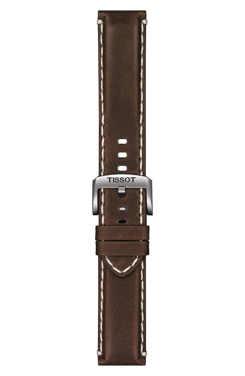 Tissot Supersport Qua Leather Strap Watch, 44mm, Alternate, color, 
