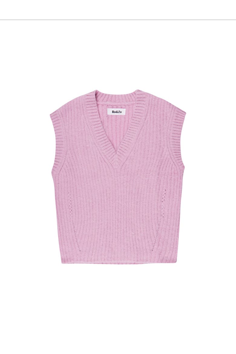 Knit V-Neck Vest Jumper, Alternate, color, Lilac