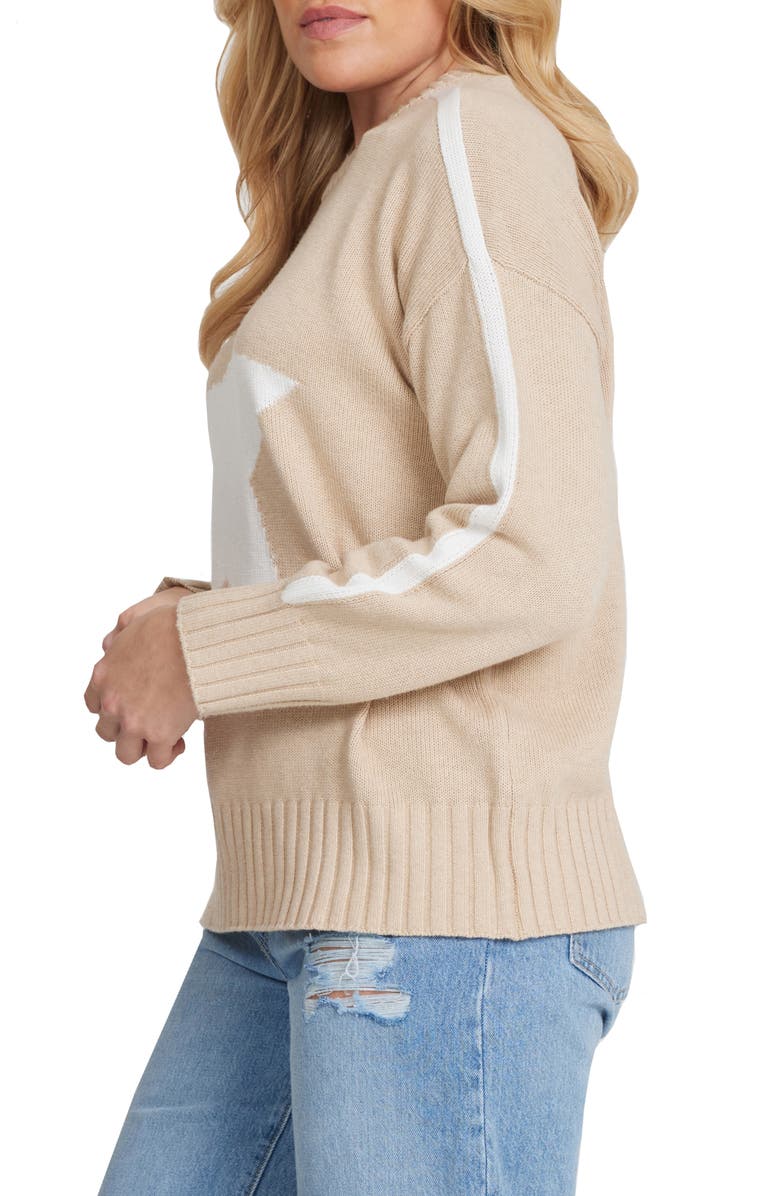 MINNIE ROSE Star Cotton & Cashmere Crewneck Sweater, Alternate, color, 
